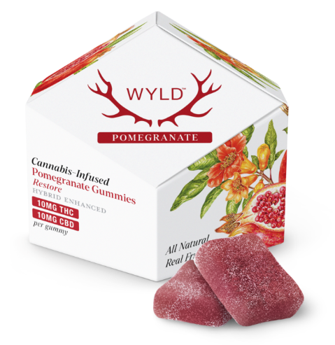 Wyld Cannabis Infused Gummies | 10mg THC 10mg CBD | Pomegranate (Hyubrid)